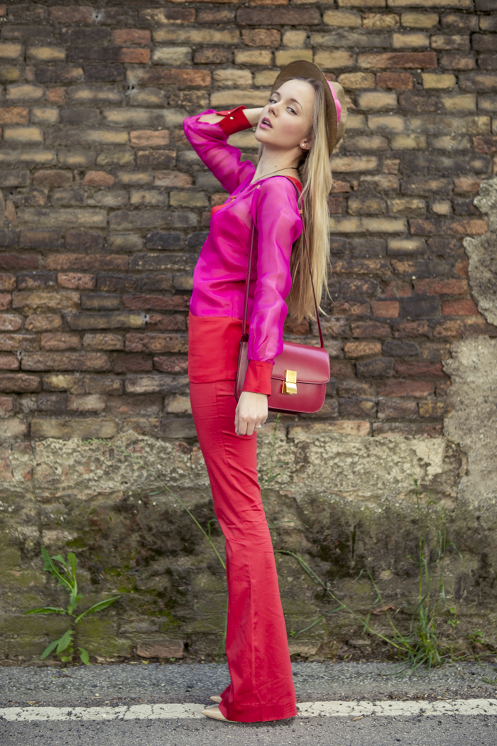 thecablook fashion blog darya kamalova street fashion maison academia red suit rose and red celine classic box bag red stories hat jimmy choo heels nude 120 mm coral necklace-22